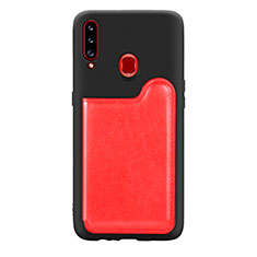 Coque Ultra Fine Silicone Souple Housse Etui avec Aimante Magnetique S01D pour Samsung Galaxy A20s Rouge