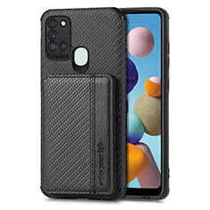 Coque Ultra Fine Silicone Souple Housse Etui avec Aimante Magnetique S01D pour Samsung Galaxy A21s Noir