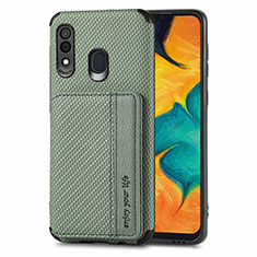 Coque Ultra Fine Silicone Souple Housse Etui avec Aimante Magnetique S01D pour Samsung Galaxy A30 Vert