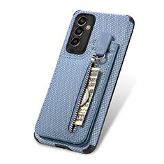 Coque Ultra Fine Silicone Souple Housse Etui avec Aimante Magnetique S01D pour Samsung Galaxy F13 4G Bleu