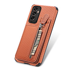 Coque Ultra Fine Silicone Souple Housse Etui avec Aimante Magnetique S01D pour Samsung Galaxy M13 4G Marron