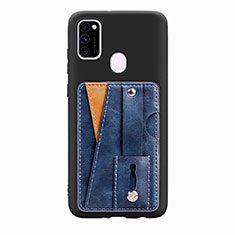 Coque Ultra Fine Silicone Souple Housse Etui avec Aimante Magnetique S01D pour Samsung Galaxy M21 Bleu