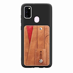 Coque Ultra Fine Silicone Souple Housse Etui avec Aimante Magnetique S01D pour Samsung Galaxy M21 Marron