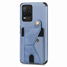 Coque Ultra Fine Silicone Souple Housse Etui avec Aimante Magnetique S01D pour Vivo Y21 Bleu