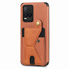 Coque Ultra Fine Silicone Souple Housse Etui avec Aimante Magnetique S01D pour Vivo Y21 Marron