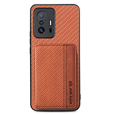 Coque Ultra Fine Silicone Souple Housse Etui avec Aimante Magnetique S01D pour Xiaomi Mi 11T 5G Marron