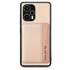 Coque Ultra Fine Silicone Souple Housse Etui avec Aimante Magnetique S01D pour Xiaomi Poco F5 5G Or