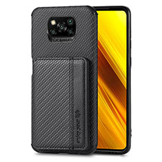 Coque Ultra Fine Silicone Souple Housse Etui avec Aimante Magnetique S01D pour Xiaomi Poco X3 Pro Noir