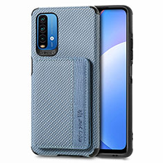 Coque Ultra Fine Silicone Souple Housse Etui avec Aimante Magnetique S01D pour Xiaomi Redmi 9 Power Bleu