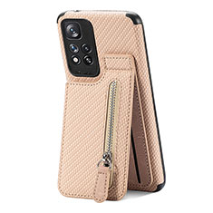 Coque Ultra Fine Silicone Souple Housse Etui avec Aimante Magnetique S01D pour Xiaomi Redmi Note 11 Pro+ Plus 5G Or