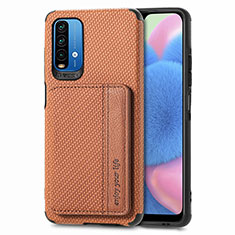 Coque Ultra Fine Silicone Souple Housse Etui avec Aimante Magnetique S01D pour Xiaomi Redmi Note 9 4G Marron