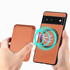 Coque Ultra Fine Silicone Souple Housse Etui avec Aimante Magnetique S02D pour Google Pixel 6 5G Marron