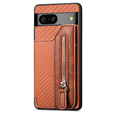 Coque Ultra Fine Silicone Souple Housse Etui avec Aimante Magnetique S02D pour Google Pixel 7a 5G Marron