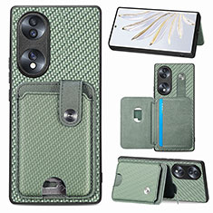 Coque Ultra Fine Silicone Souple Housse Etui avec Aimante Magnetique S02D pour Huawei Honor 70 5G Vert