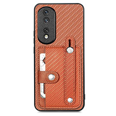 Coque Ultra Fine Silicone Souple Housse Etui avec Aimante Magnetique S02D pour Huawei Honor 80 Pro 5G Marron