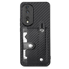 Coque Ultra Fine Silicone Souple Housse Etui avec Aimante Magnetique S02D pour Huawei Honor 80 Pro 5G Noir