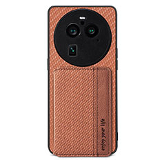 Coque Ultra Fine Silicone Souple Housse Etui avec Aimante Magnetique S02D pour Oppo Find X6 Pro 5G Marron