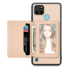 Coque Ultra Fine Silicone Souple Housse Etui avec Aimante Magnetique S02D pour Realme C21Y Or