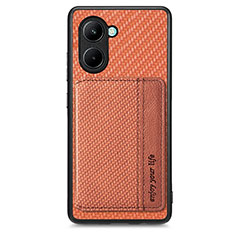 Coque Ultra Fine Silicone Souple Housse Etui avec Aimante Magnetique S02D pour Realme C33 (2023) Marron