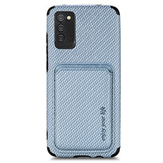 Coque Ultra Fine Silicone Souple Housse Etui avec Aimante Magnetique S02D pour Samsung Galaxy A03s Bleu