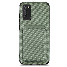 Coque Ultra Fine Silicone Souple Housse Etui avec Aimante Magnetique S02D pour Samsung Galaxy A03s Vert