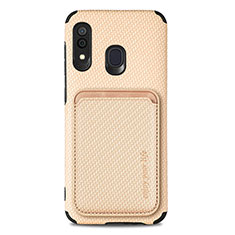 Coque Ultra Fine Silicone Souple Housse Etui avec Aimante Magnetique S02D pour Samsung Galaxy A20 Or