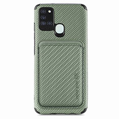 Coque Ultra Fine Silicone Souple Housse Etui avec Aimante Magnetique S02D pour Samsung Galaxy A21s Vert