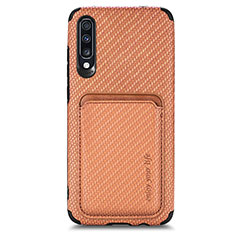 Coque Ultra Fine Silicone Souple Housse Etui avec Aimante Magnetique S02D pour Samsung Galaxy A70 Marron