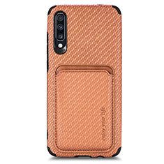 Coque Ultra Fine Silicone Souple Housse Etui avec Aimante Magnetique S02D pour Samsung Galaxy A70S Marron