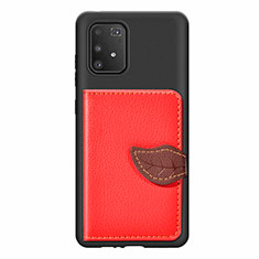 Coque Ultra Fine Silicone Souple Housse Etui avec Aimante Magnetique S02D pour Samsung Galaxy A91 Rouge