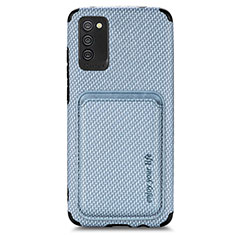 Coque Ultra Fine Silicone Souple Housse Etui avec Aimante Magnetique S02D pour Samsung Galaxy F02S SM-E025F Bleu