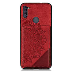 Coque Ultra Fine Silicone Souple Housse Etui avec Aimante Magnetique S02D pour Samsung Galaxy M11 Rouge