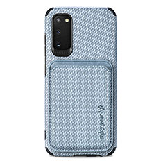 Coque Ultra Fine Silicone Souple Housse Etui avec Aimante Magnetique S02D pour Samsung Galaxy S20 Bleu