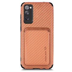 Coque Ultra Fine Silicone Souple Housse Etui avec Aimante Magnetique S02D pour Samsung Galaxy S20 Lite 5G Marron