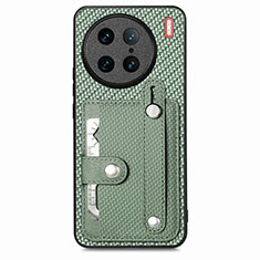 Coque Ultra Fine Silicone Souple Housse Etui avec Aimante Magnetique S02D pour Vivo X90 Pro 5G Vert