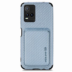 Coque Ultra Fine Silicone Souple Housse Etui avec Aimante Magnetique S02D pour Vivo Y21a Bleu