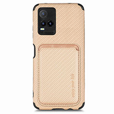 Coque Ultra Fine Silicone Souple Housse Etui avec Aimante Magnetique S02D pour Vivo Y21s Or