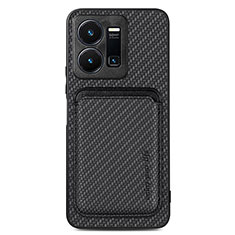 Coque Ultra Fine Silicone Souple Housse Etui avec Aimante Magnetique S02D pour Vivo Y35 4G Noir