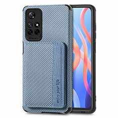 Coque Ultra Fine Silicone Souple Housse Etui avec Aimante Magnetique S02D pour Xiaomi Poco M4 Pro 5G Bleu