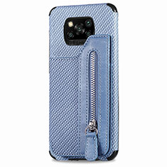 Coque Ultra Fine Silicone Souple Housse Etui avec Aimante Magnetique S02D pour Xiaomi Poco X3 Bleu