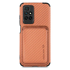 Coque Ultra Fine Silicone Souple Housse Etui avec Aimante Magnetique S02D pour Xiaomi Redmi 10 4G Marron