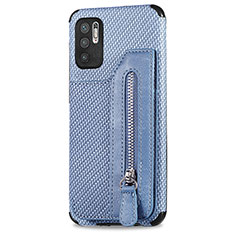 Coque Ultra Fine Silicone Souple Housse Etui avec Aimante Magnetique S02D pour Xiaomi Redmi Note 10 5G Bleu