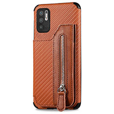 Coque Ultra Fine Silicone Souple Housse Etui avec Aimante Magnetique S02D pour Xiaomi Redmi Note 10 5G Marron