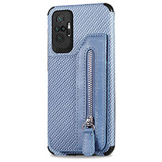 Coque Ultra Fine Silicone Souple Housse Etui avec Aimante Magnetique S02D pour Xiaomi Redmi Note 10 Pro 4G Bleu