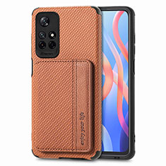 Coque Ultra Fine Silicone Souple Housse Etui avec Aimante Magnetique S02D pour Xiaomi Redmi Note 11 5G Marron