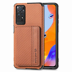 Coque Ultra Fine Silicone Souple Housse Etui avec Aimante Magnetique S02D pour Xiaomi Redmi Note 11 Pro 5G Marron