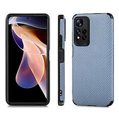 Coque Ultra Fine Silicone Souple Housse Etui avec Aimante Magnetique S02D pour Xiaomi Redmi Note 11 Pro+ Plus 5G Bleu