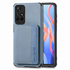 Coque Ultra Fine Silicone Souple Housse Etui avec Aimante Magnetique S02D pour Xiaomi Redmi Note 11S 5G Bleu