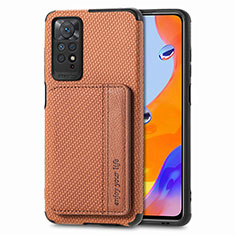 Coque Ultra Fine Silicone Souple Housse Etui avec Aimante Magnetique S02D pour Xiaomi Redmi Note 12 Pro 4G Marron