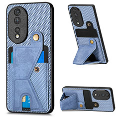 Coque Ultra Fine Silicone Souple Housse Etui avec Aimante Magnetique S03D pour Huawei Honor 80 5G Bleu